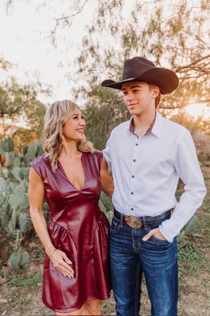Janna Weaver with her son at sunset